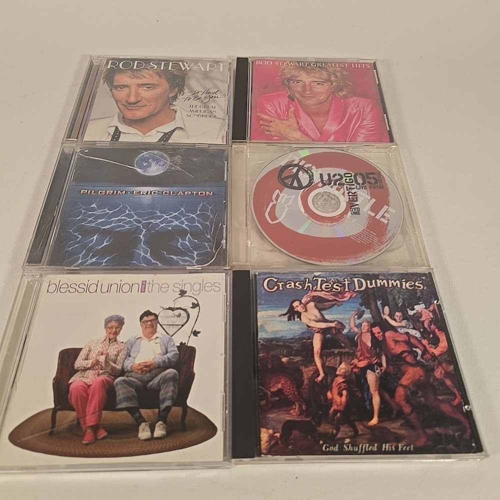 80's & 90's Rock CD Lot Of 6 Rod Stewart Clapton U2 Crash Test Dummies The Singl